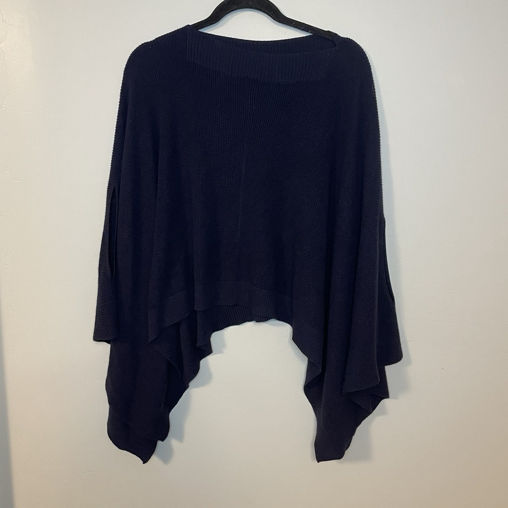Lululemon‎ Forward Flow Cashmere Blend Sweater Poncho Cape O/S Navy Blue